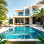 Luxury modern villa in UAE gated residential community with pool
