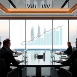 Consulente finanziario grafici mercato immobiliare Dubai investitori sala riunioni