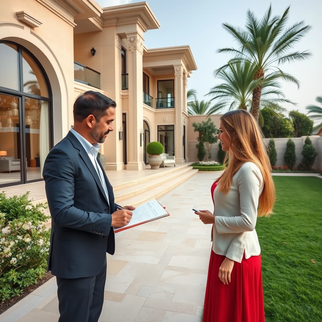Agente immobiliare villa lusso Dubai clienti italiani firma contratto acquisto