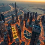 Vista aerea Dubai DIFC distretto finanziario grattacieli investimento lusso
