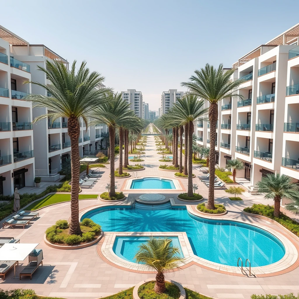 Quartiere residenziale Dubai ville moderne palme piscina comunitaria sicura
